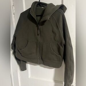 Lululemon army green XS/S oversized full zip scuba hoodie